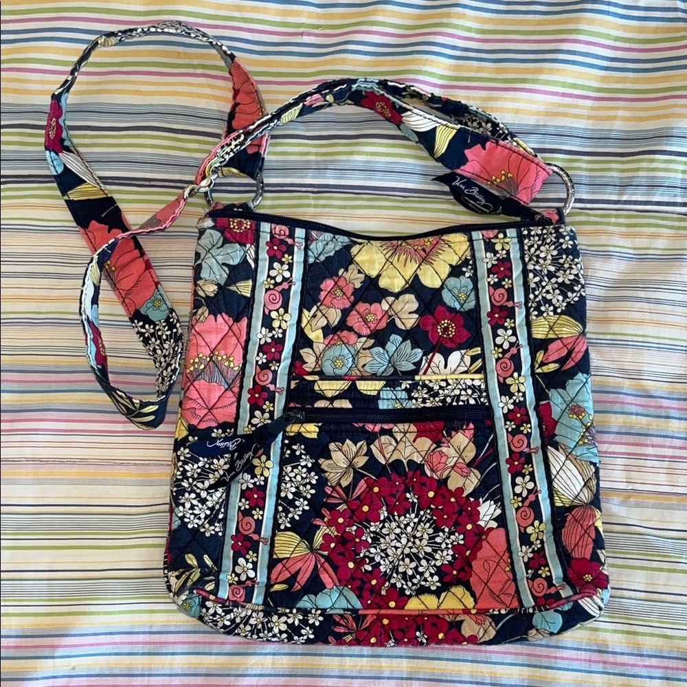 Vera Bradley Navy Floral Quilted Crossbody Bag